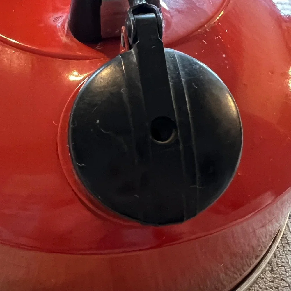Vintage Revere Ware Red Enamel Whistling Tea Kettle Aluminum 2.3 Qt Made in USA